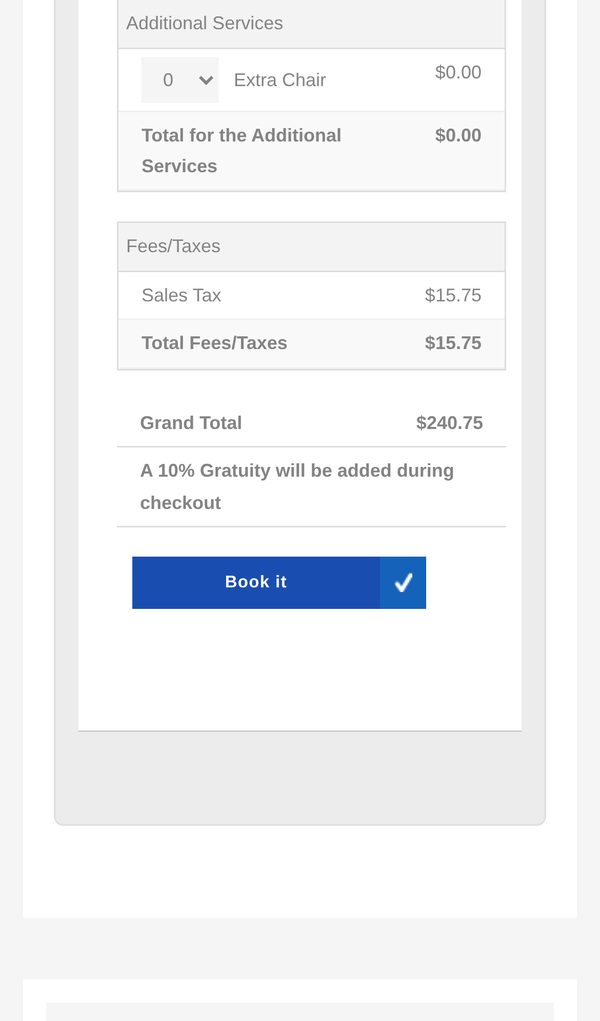 Book it button on a phone